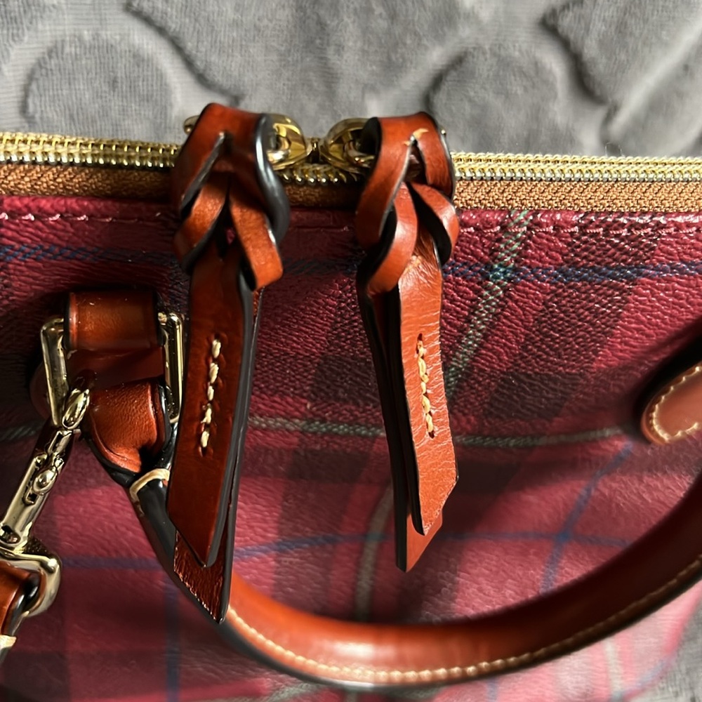 Dooney & Bourke Plaid Coated Cotton Zip Zip Satchel with Shoulder Strap - Picture 5 of 16